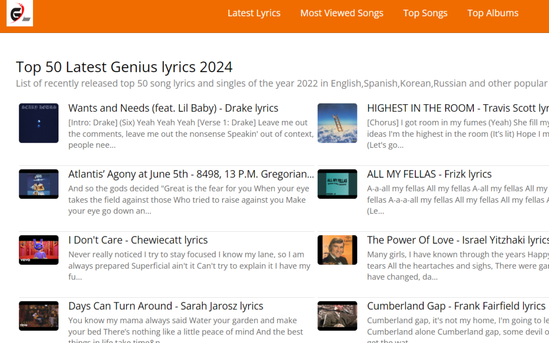 Top 6 free lyrics website