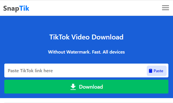 SnapTik Download TikTok Video Downloader Without Watermark Online